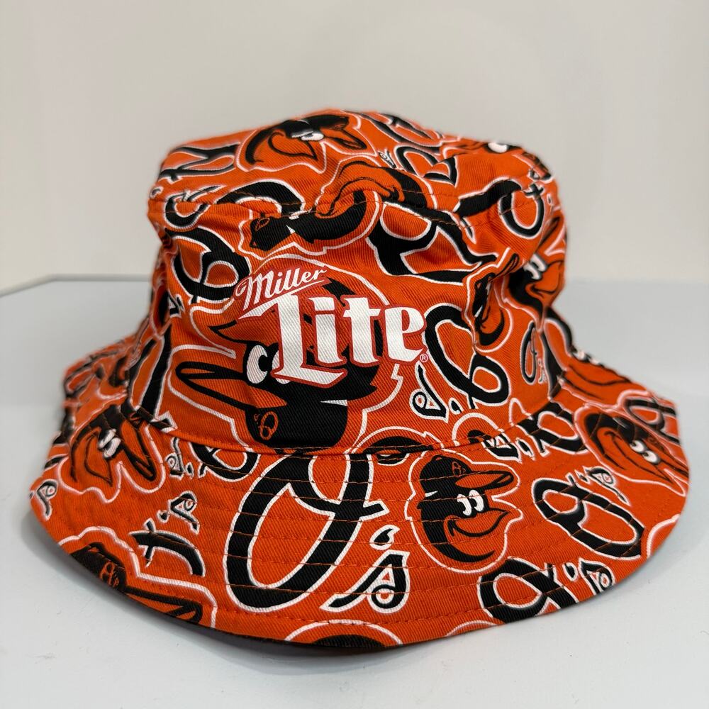 Baltimore Orioles x Miller Light MLB Orange Bucket Hat OS Baseball
